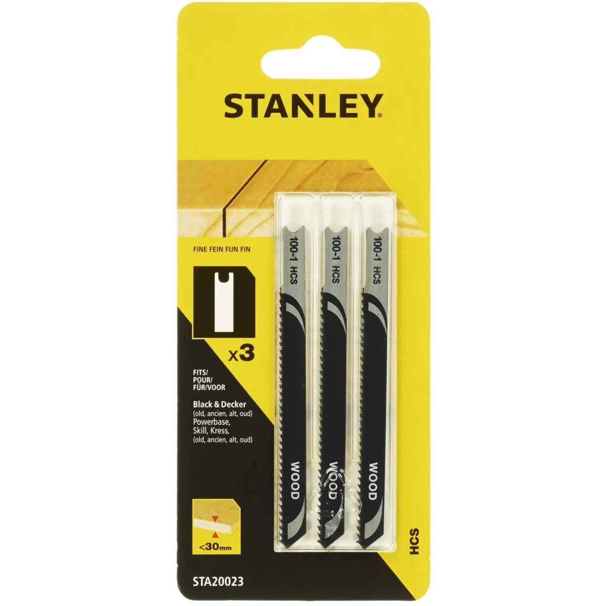 Stanley Fine Jigsaw Blade Max 30mm Pack of 3 - Image 1