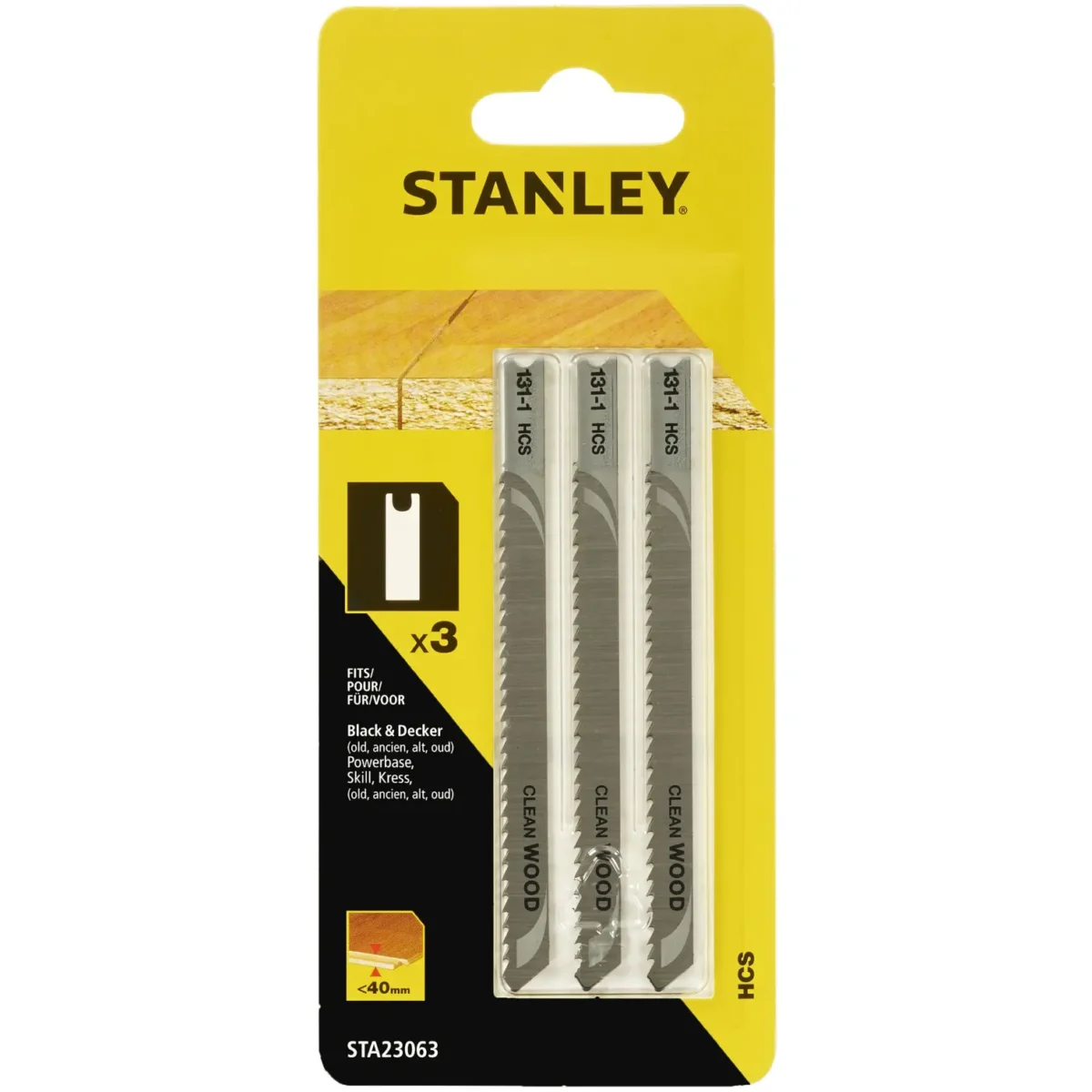 Stanley Jigsaw Blade Laminate Max 40mm Pack of 3 - Image 1