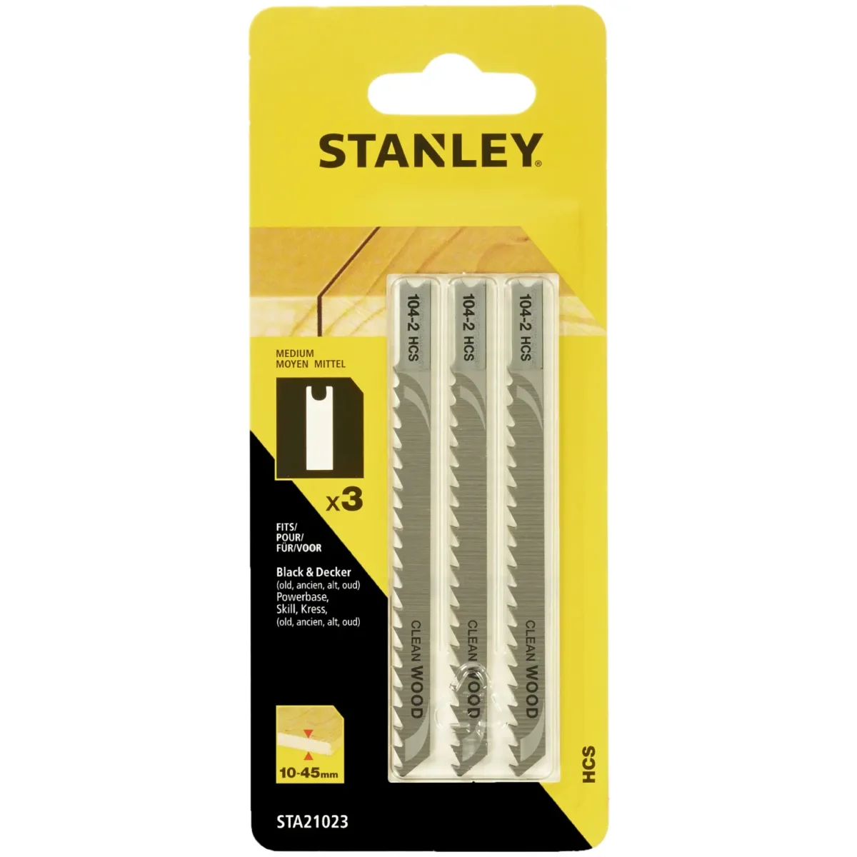 Stanley Medium Jigsaw Blade Max 45mm Pack of 3 - Image 1