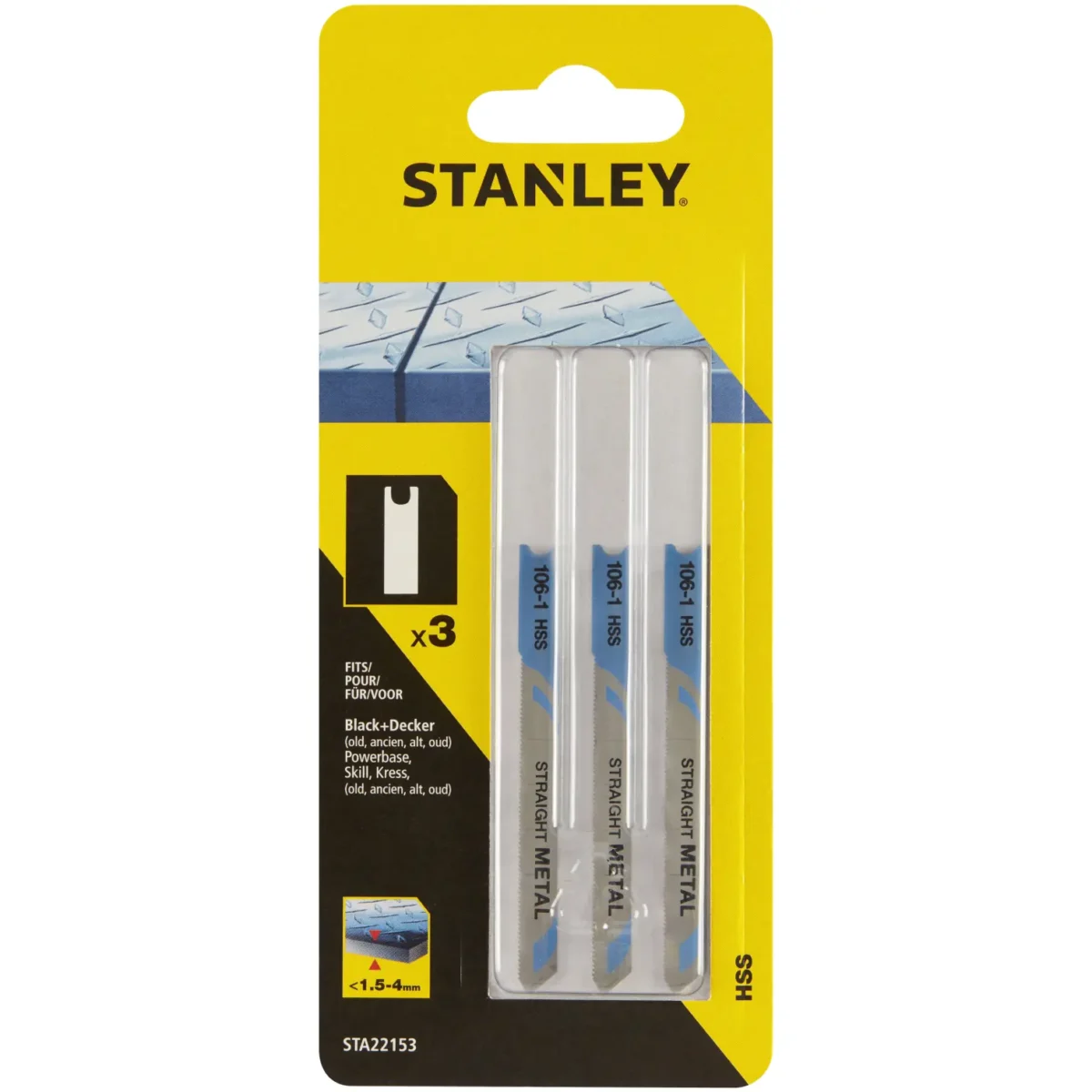 Stanley Jigsaw Blades Metal Max 1.5-4mm pk3 - Image 1