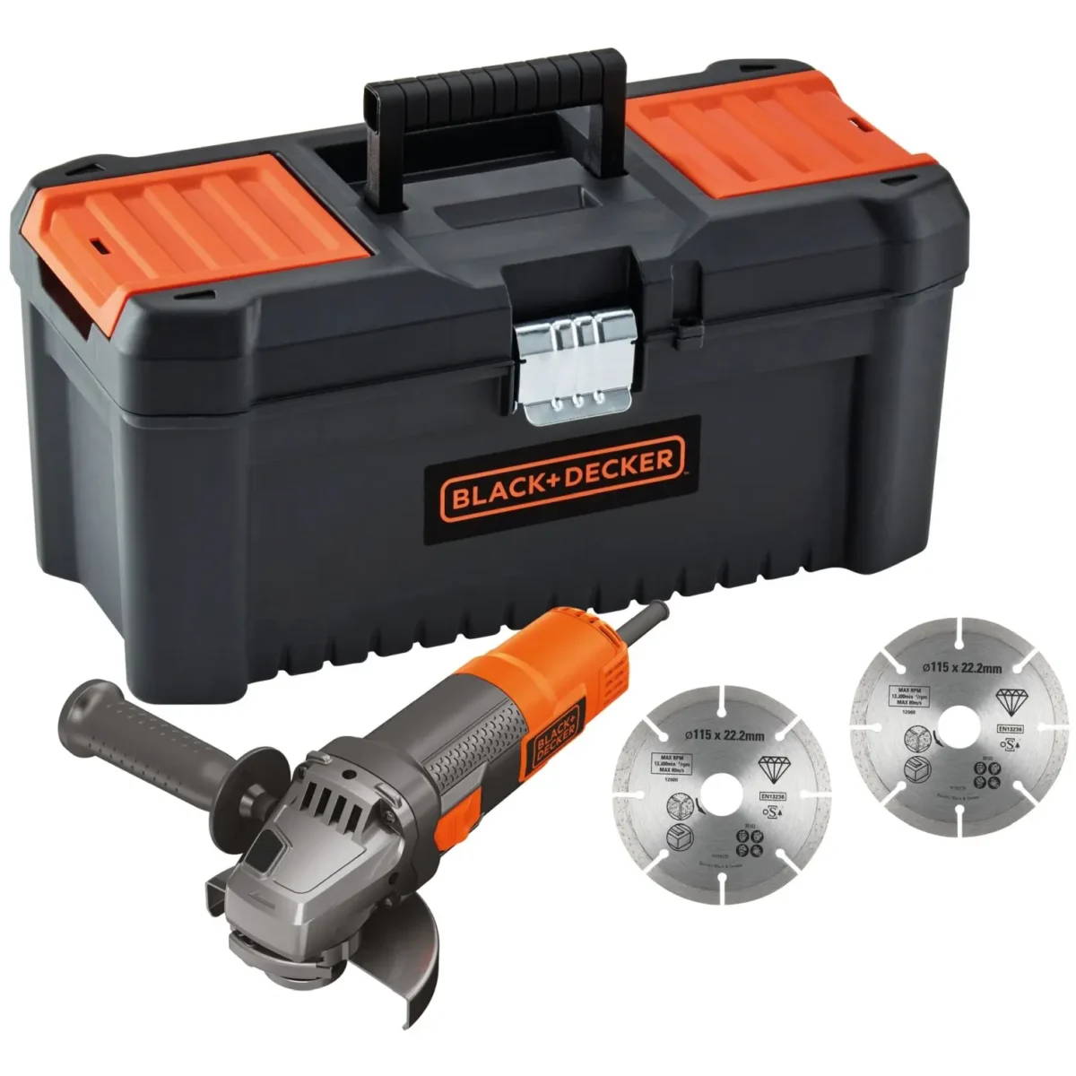 Black & Decker BEG210KA Sander/Grinder With Kit Box 900w 115mm - Image 1