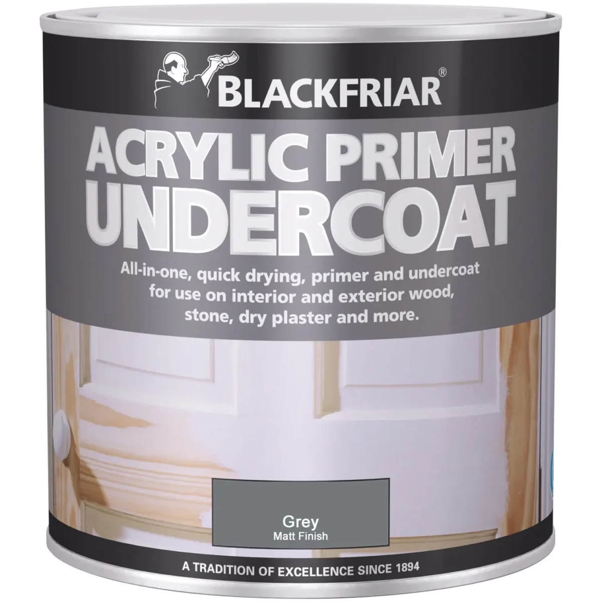 Blackfriar Acrylic Primer Undercoat Grey Matt Finish 250ml - Image 1