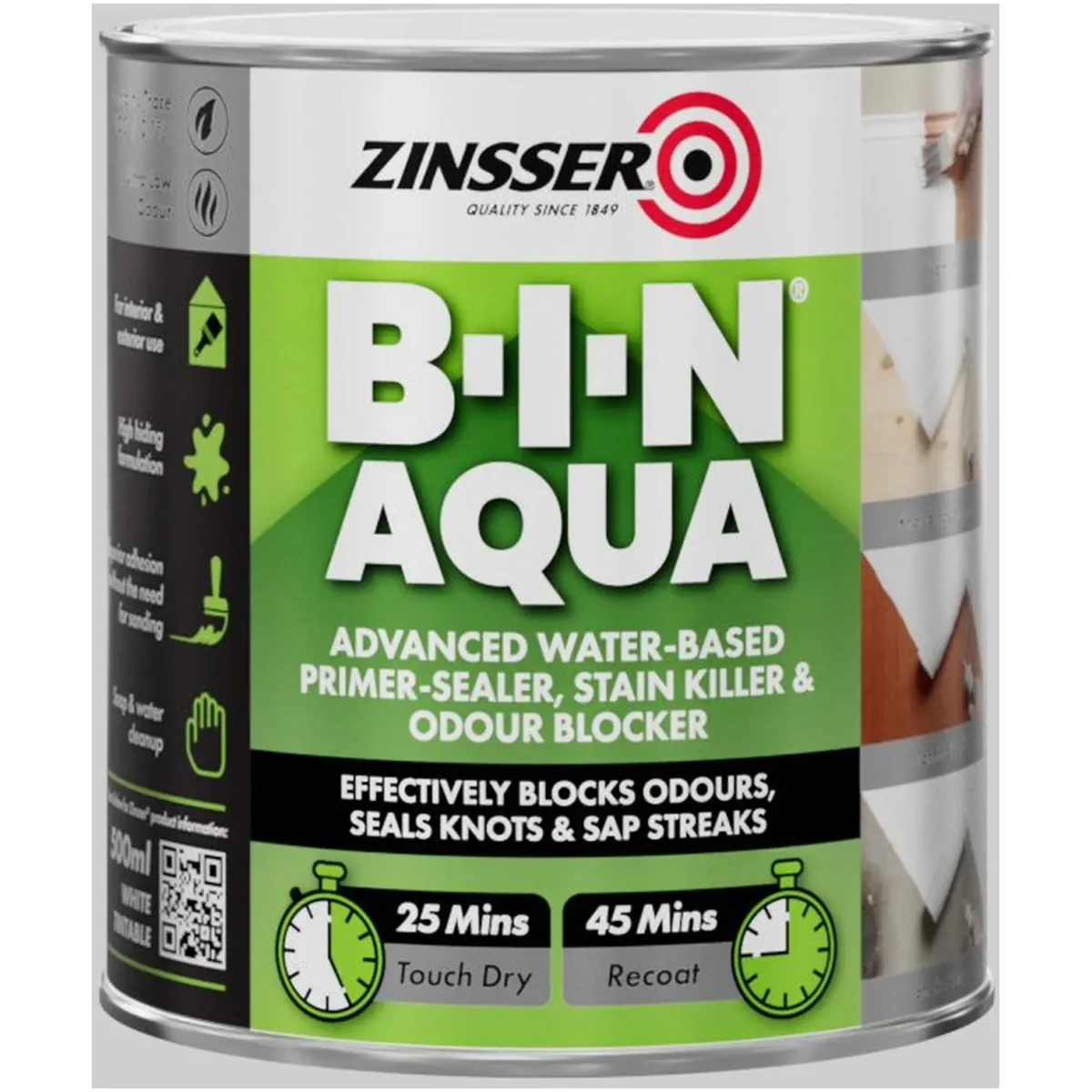 Zinsser B-I-N Aqua White 500ml - Image 1