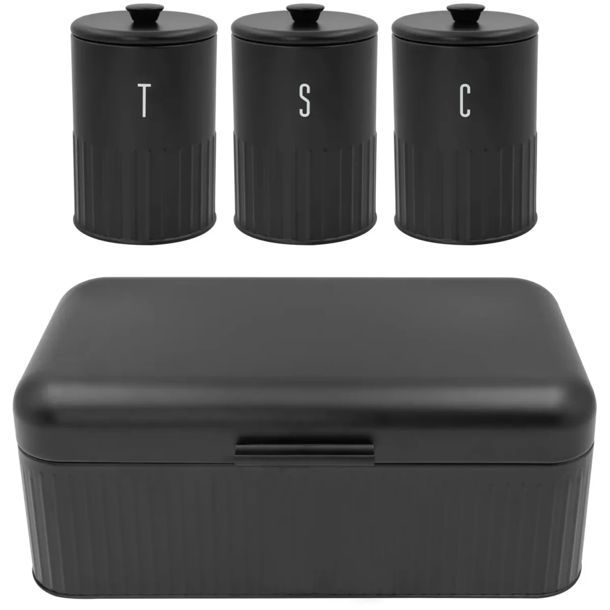 Blackmoor Tea,Coffee,Sugar&Bread Bin Set Black - Image 1