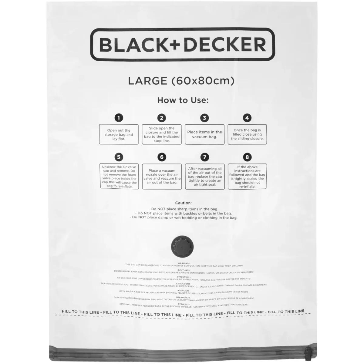 Black + Decker Vacuum Bag Large 60 x 80cm Pack of 3 - Image 1
