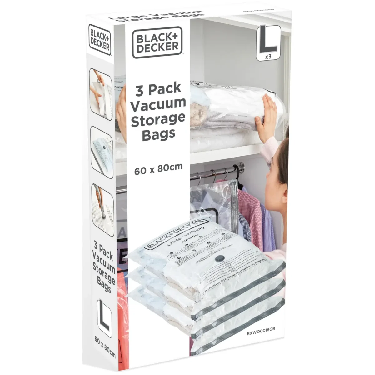Black + Decker Vacuum Bag Large 60 x 80cm Pack of 3 - Image 8