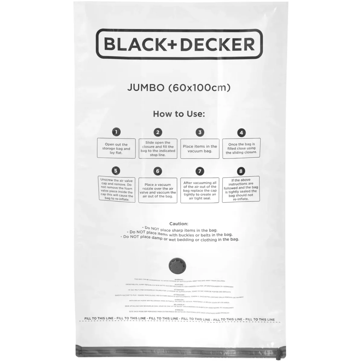 Black + Decker Vacuum Bag Extra Large 60 x 100cm Pack of 3 - Image 1