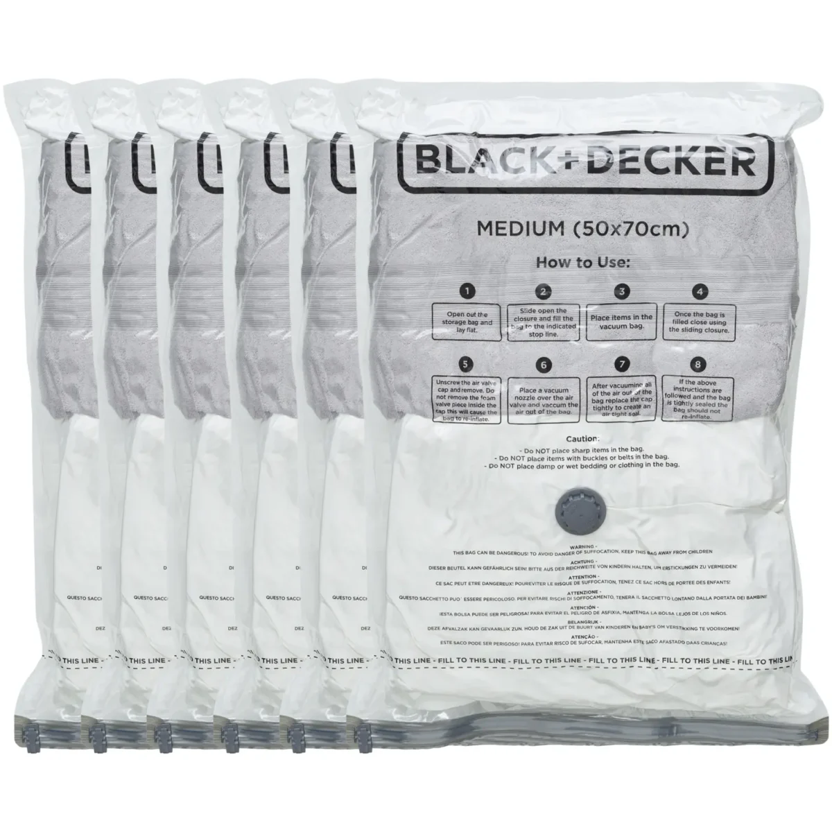 Black + Decker Vacuum Bag Medium 50 x 70cm Pack of 6 - Image 4