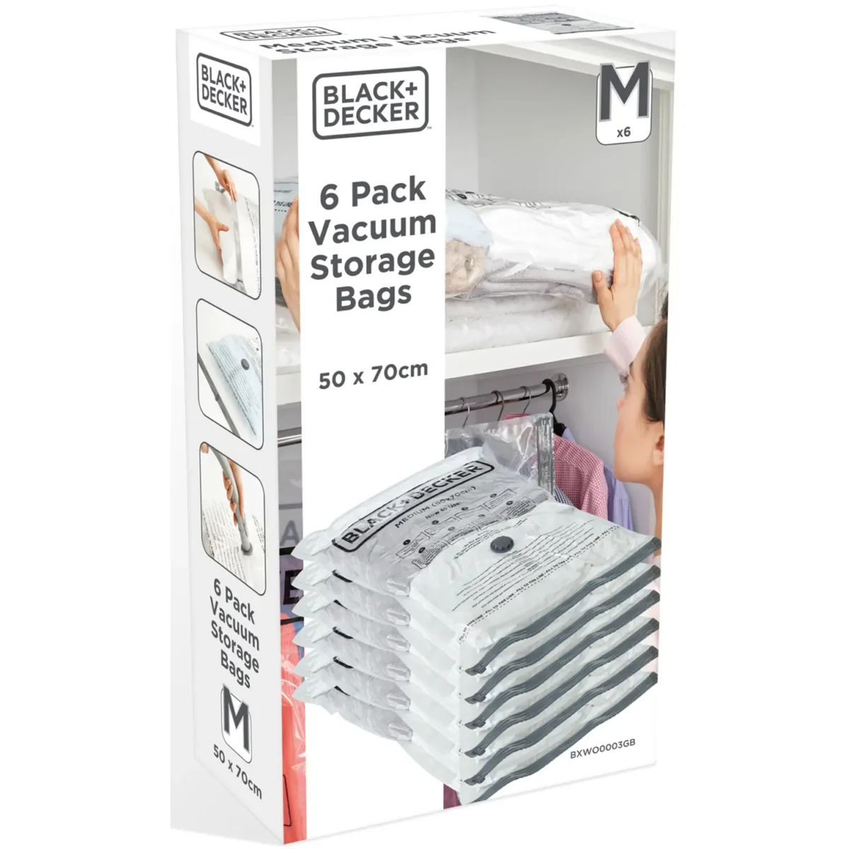 Black + Decker Vacuum Bag Medium 50 x 70cm Pack of 6 - Image 8