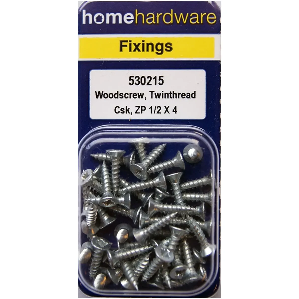 Home Hardware  Hardened Pozi Twinthread CSK Woodscrews BZP 0.5" x 4 pack of 50 - Image 1