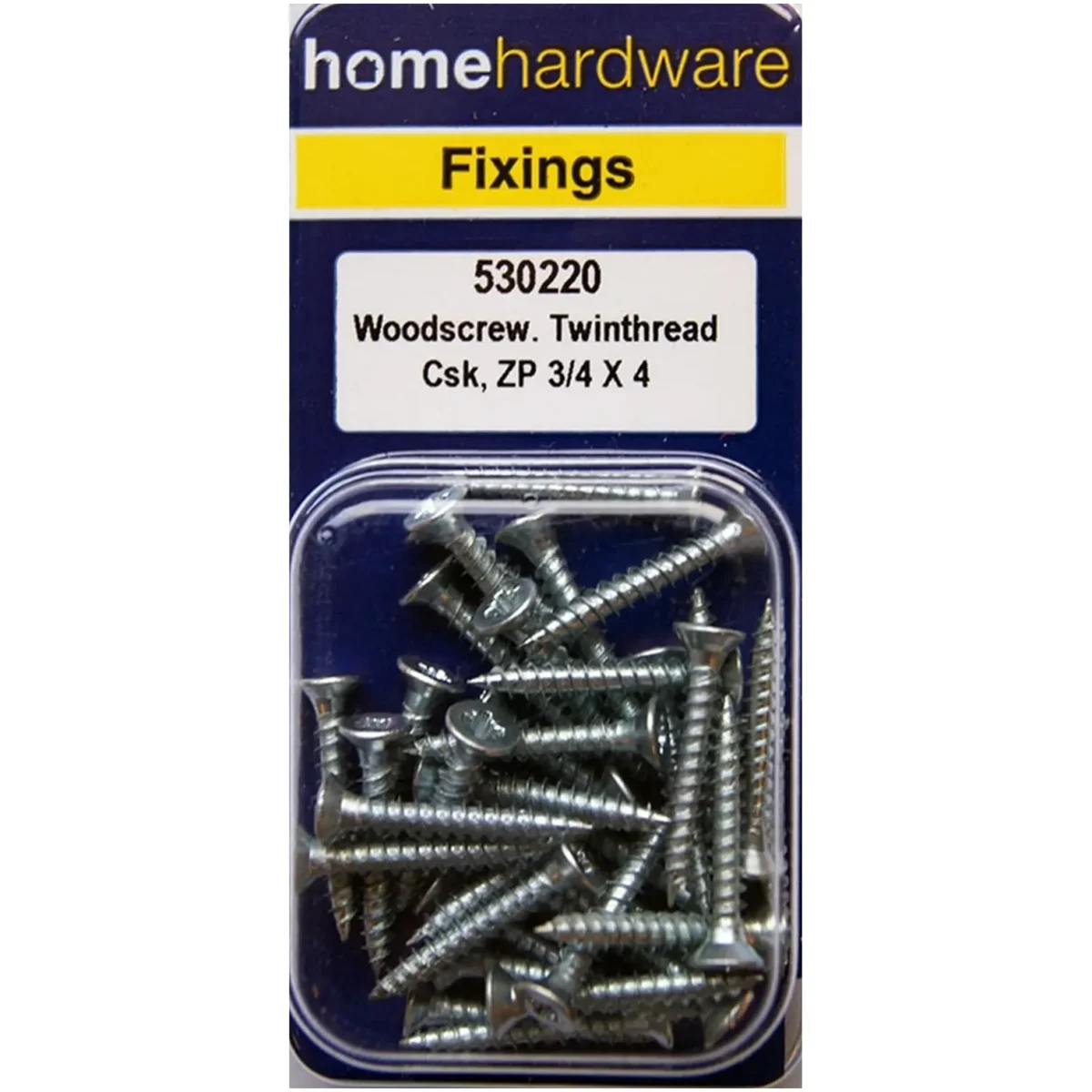 Home Hardware  Hardened Pozi Twinthread CSK Woodscrews BZP 0.75" x 4 pack of 35 - Image 1