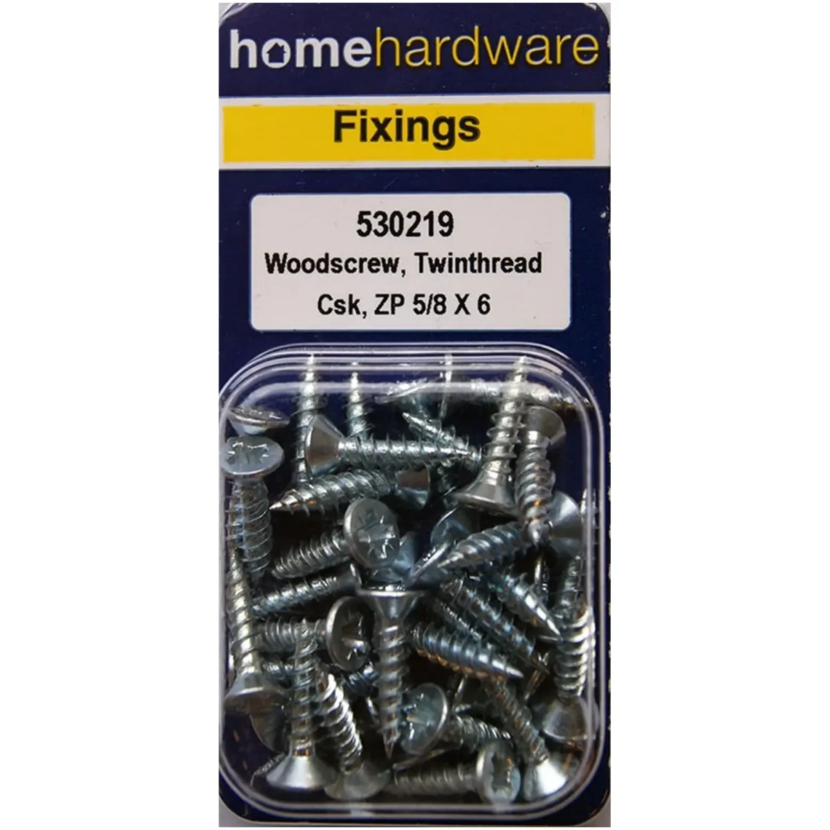 Home Hardware  Hardened Pozi Twinthread CSK Woodscrews BZP 5/8" x 6 pack of 35 - Image 1