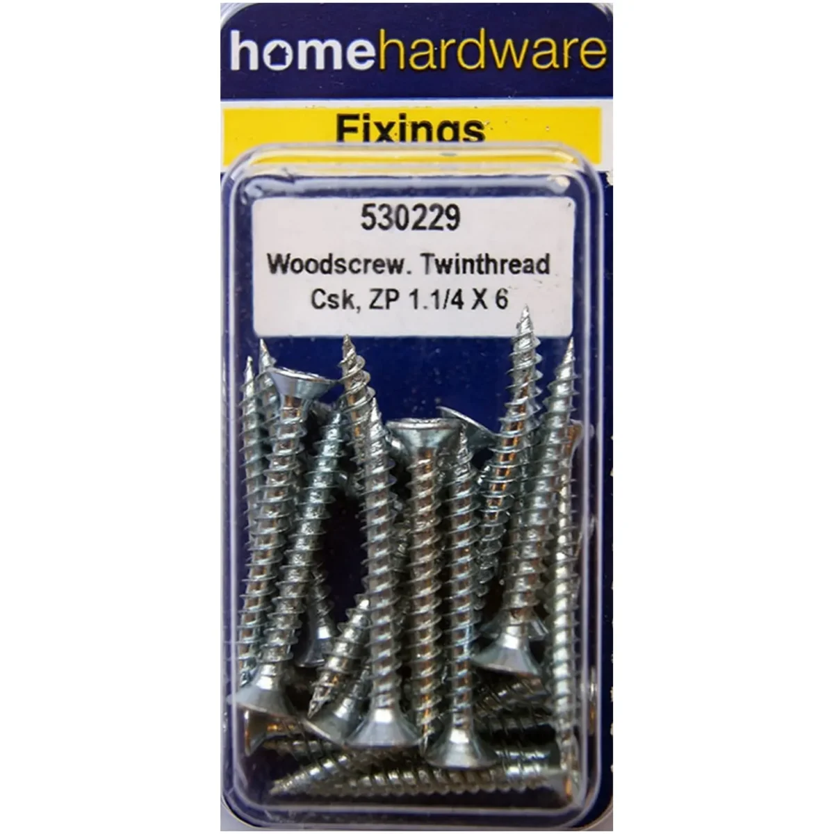 Home Hardware  Hardened Pozi Twinthread CSK Woodscrews BZP 1 1/4" x 6 pack of 20 - Image 1
