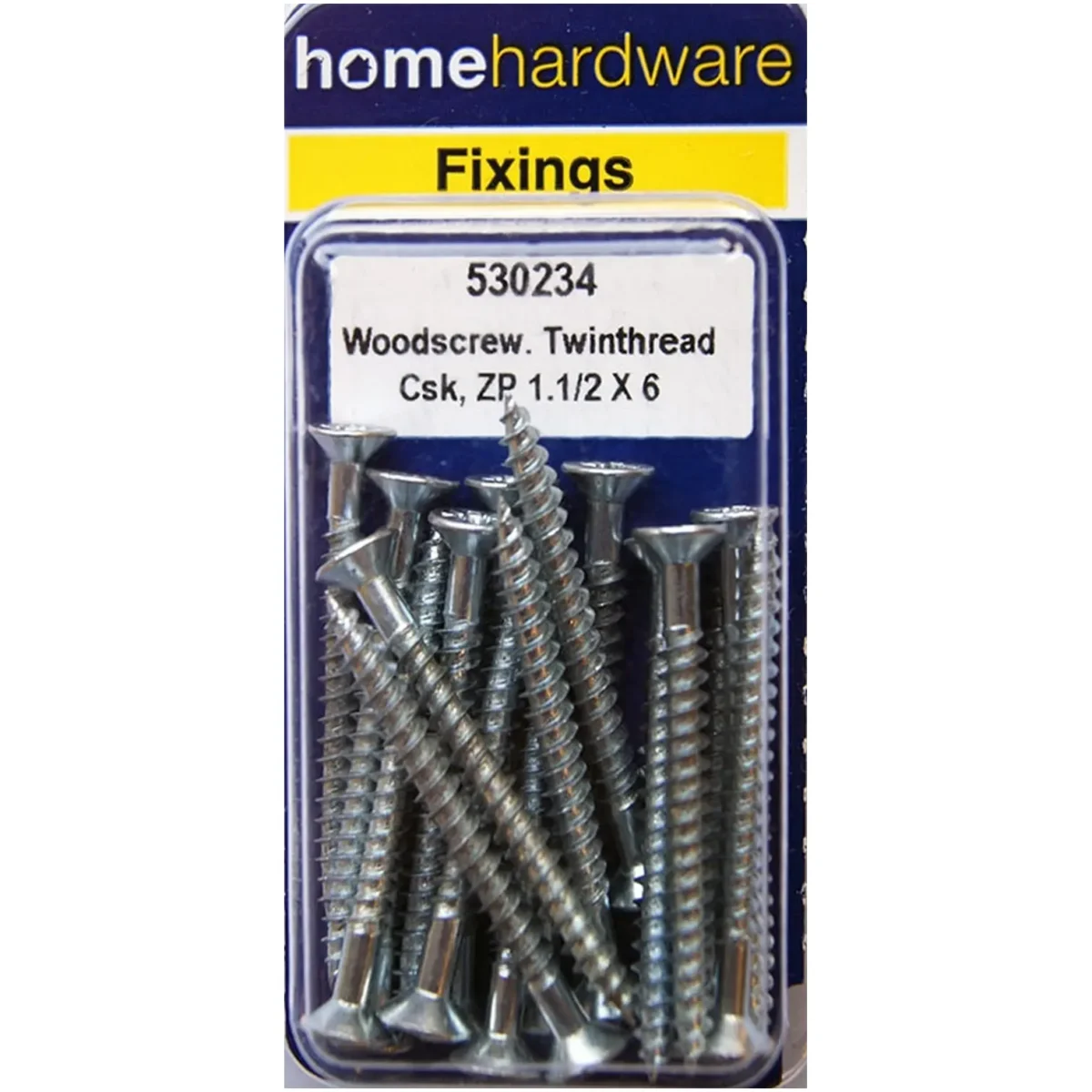 Home Hardware  Hardened Pozi Twinthread CSK Woodscrews BZP 1 1/2" x 6 pack of 18 - Image 1