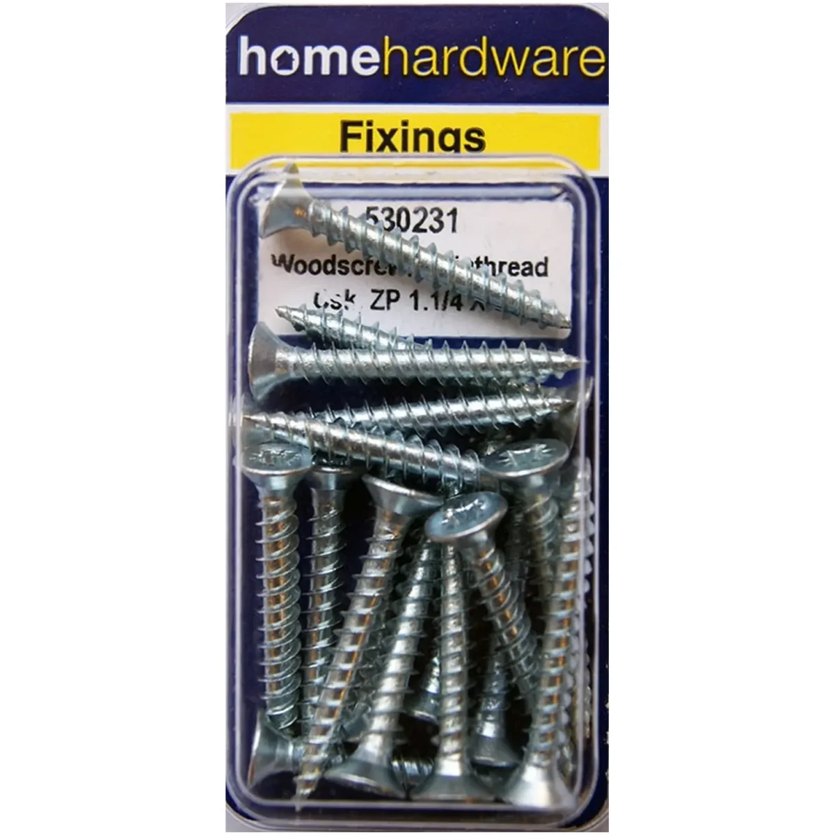 Home Hardware Hardened Pozi Twinthread CSK Woodscrews BZP 1 1/4" x 8 pack of 14 - Image 1