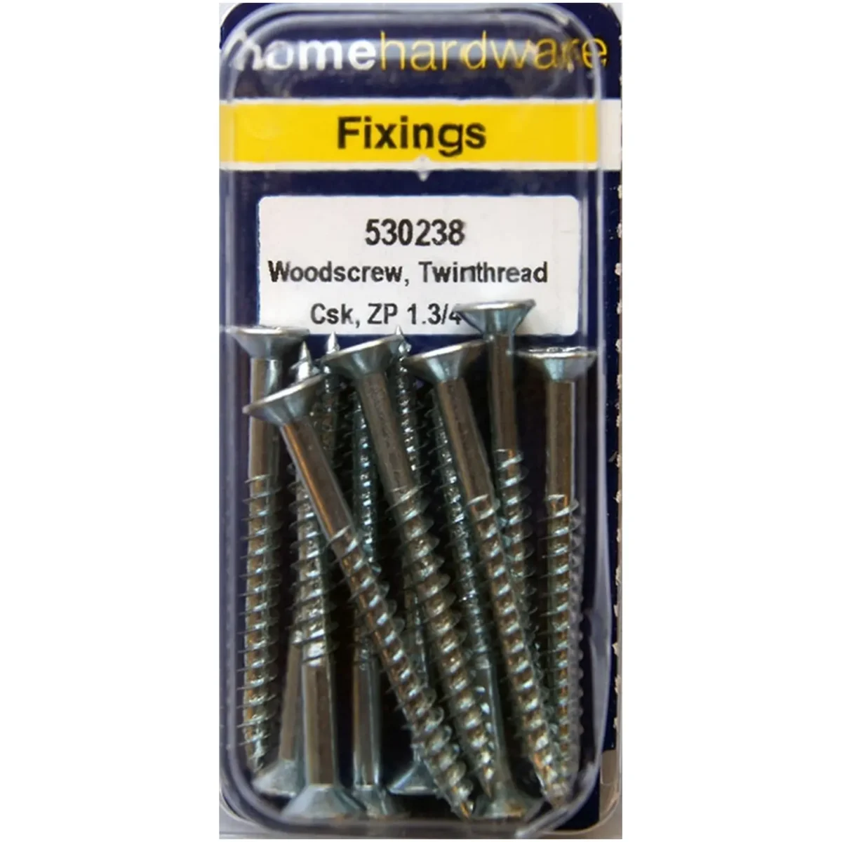 Home Hardware Hardened Pozi Twinthread CSK Woodscrews BZP 1 3/4" x 8 pack of 10 - Image 1