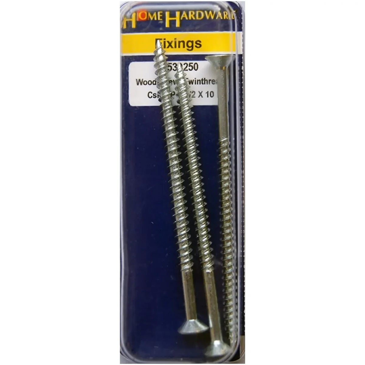Home Hardware  Hardened Pozi Twinthread CSK Woodscrews BZP 3 1/2" x 10 pack of 3 - Image 1
