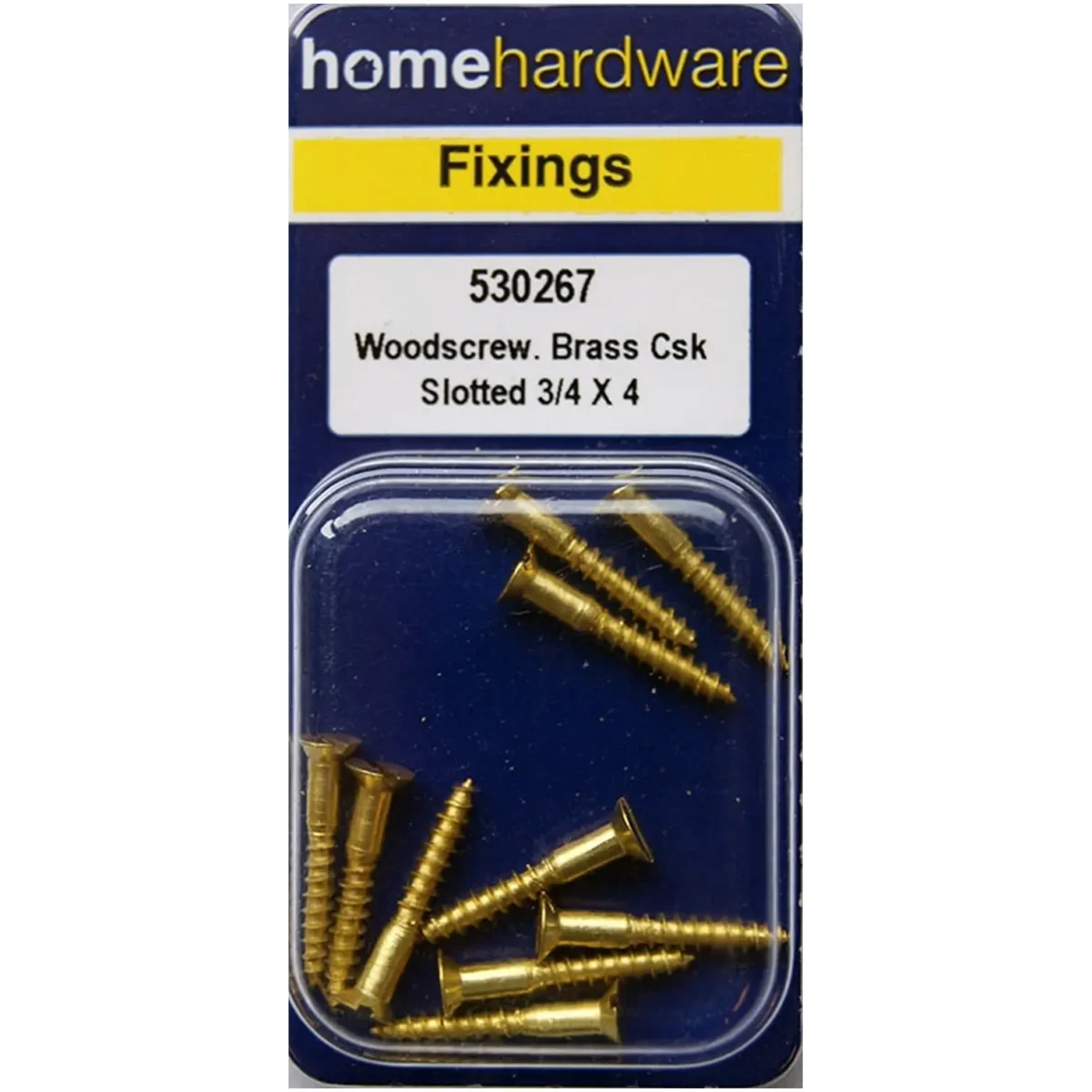 Home Hardware  Slotted CSK Woodscrews Brass 3/4" x 4 pack of 10 - Image 1