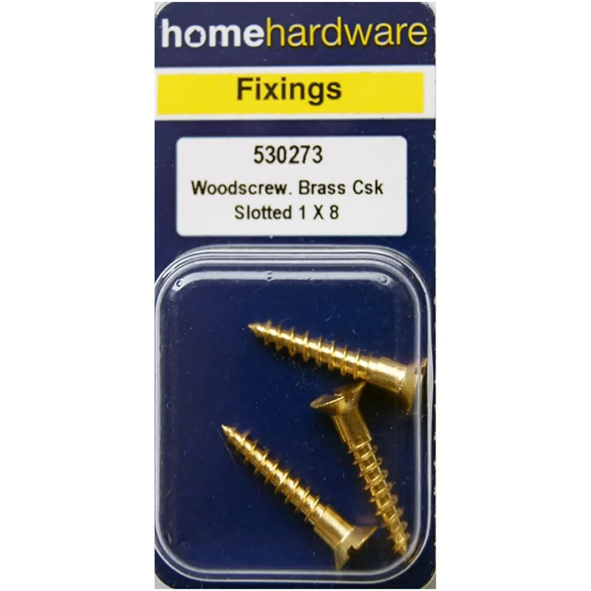 Home Hardware  Slotted CSK Woodscrews Brass 1" x 8 pack of 3 - Image 1