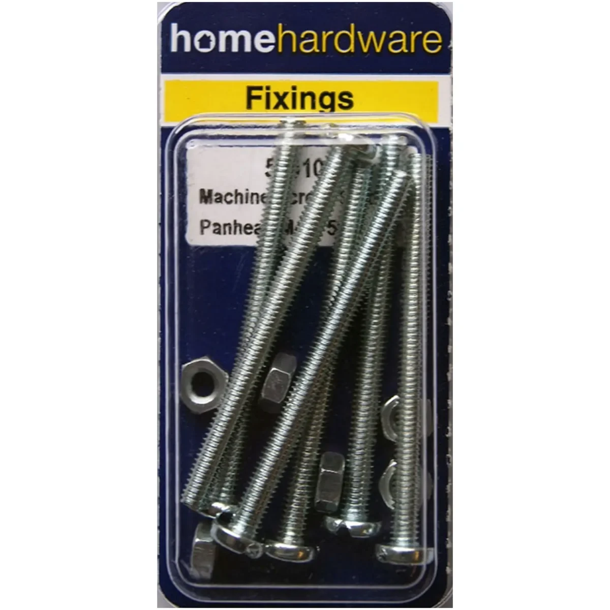Home Hardware Slotted Panhead Machine Screws & Nuts BZP M4x50 pack of 5