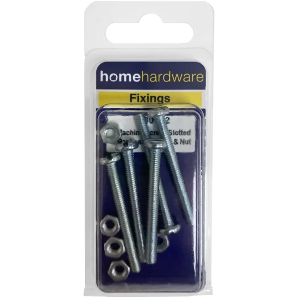 Home Hardware Slotted Panhead Machine Screws & Nuts BZP M4x40 pack of 5