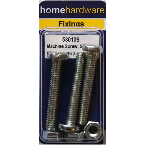 Home Hardware Slotted Panhead Machine Screws & Nuts BZP M6x40 pack of 3