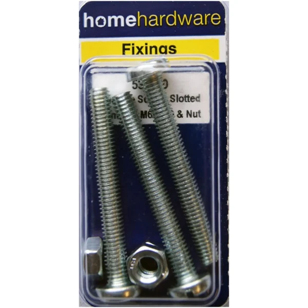 Home Hardware Slotted Panhead Machine Screws & Nuts BZP M6x50 pack of 2