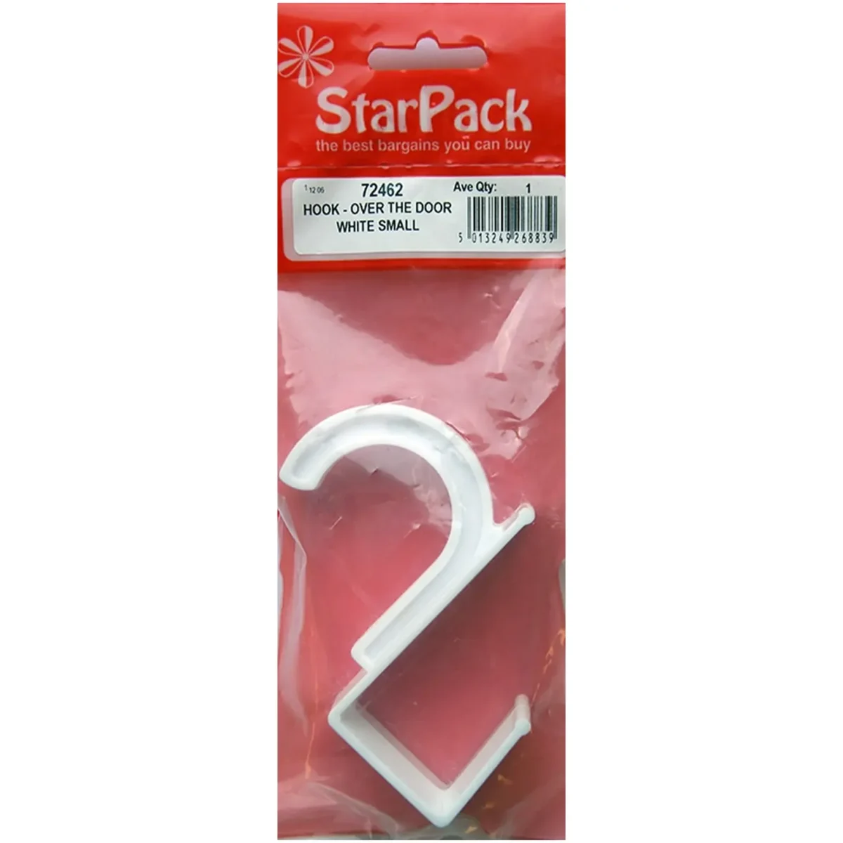 Starpack White Single Over Door Hook
