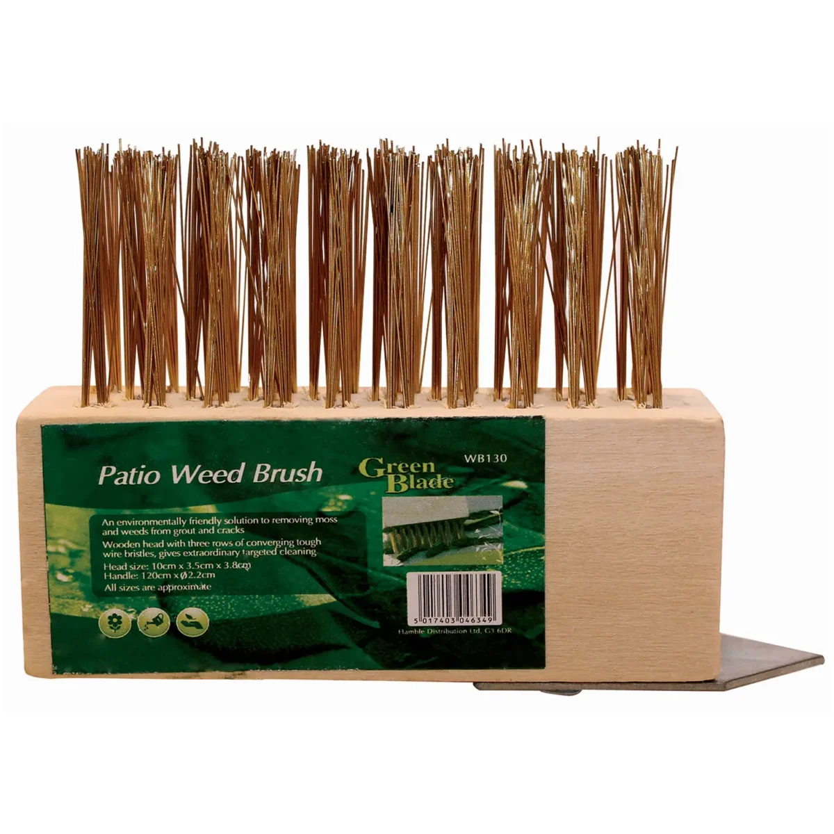 Green Blade Patio Weed Brush with Handle - Image 1