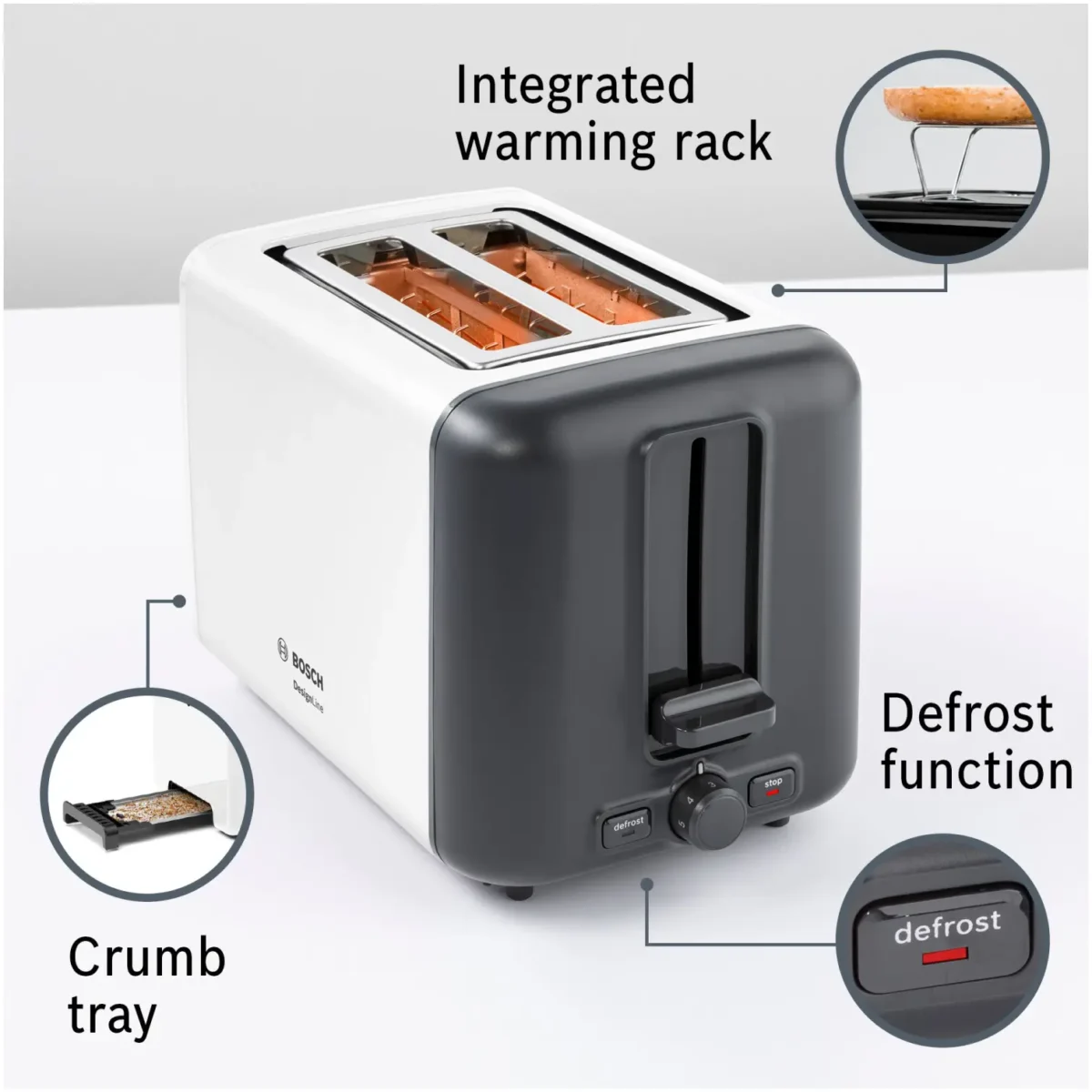 Bosch 2 Slice Toaster White - Image 2