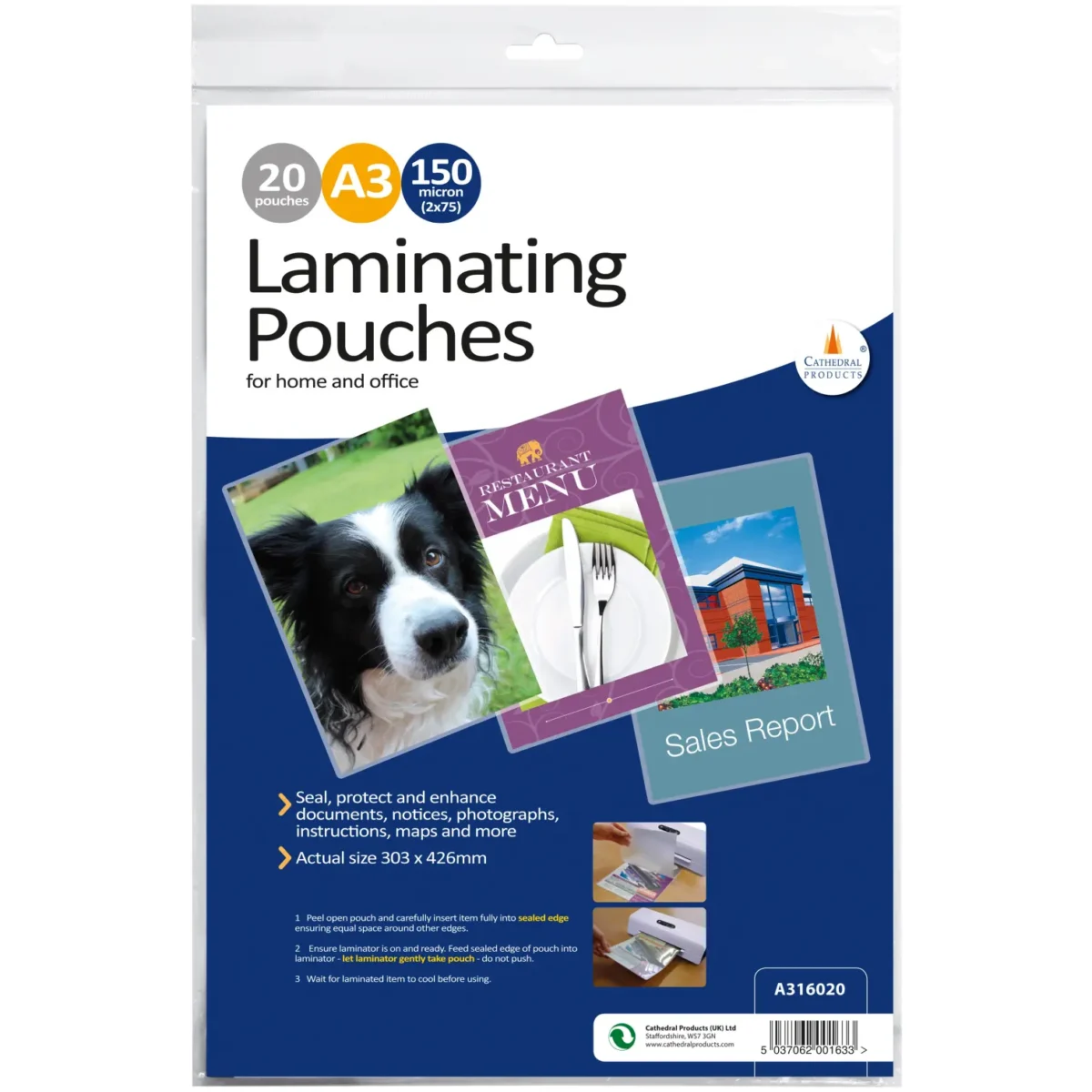 Cathedral Laminating Pouches pack of 20 - Image 1