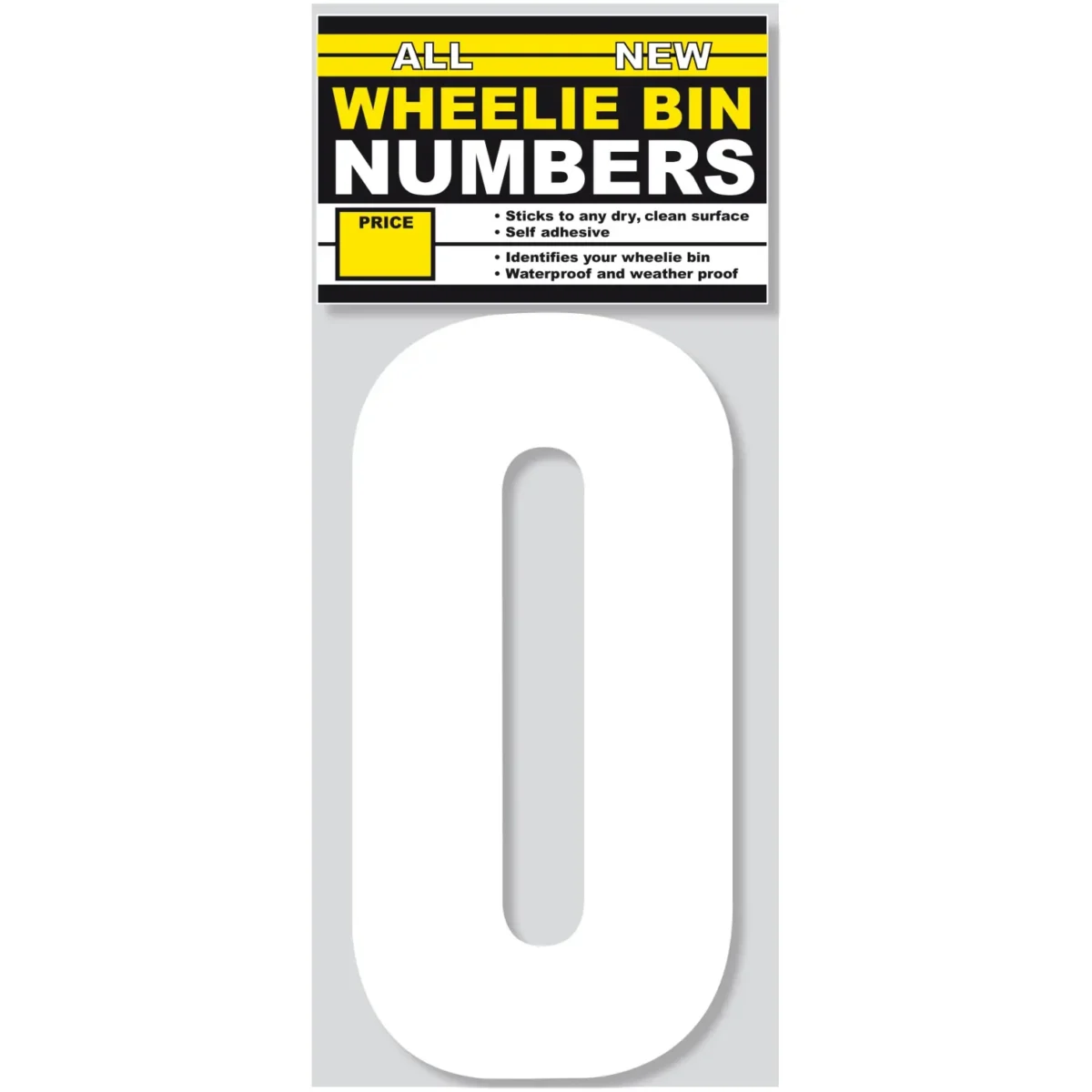 Wheelie Bin Sticker Number 0 Pack of 3 - Image 1