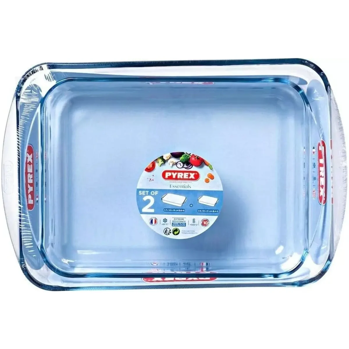 Pyrex Essentials Rectangular Roaster Set 2 Piece - Image 1