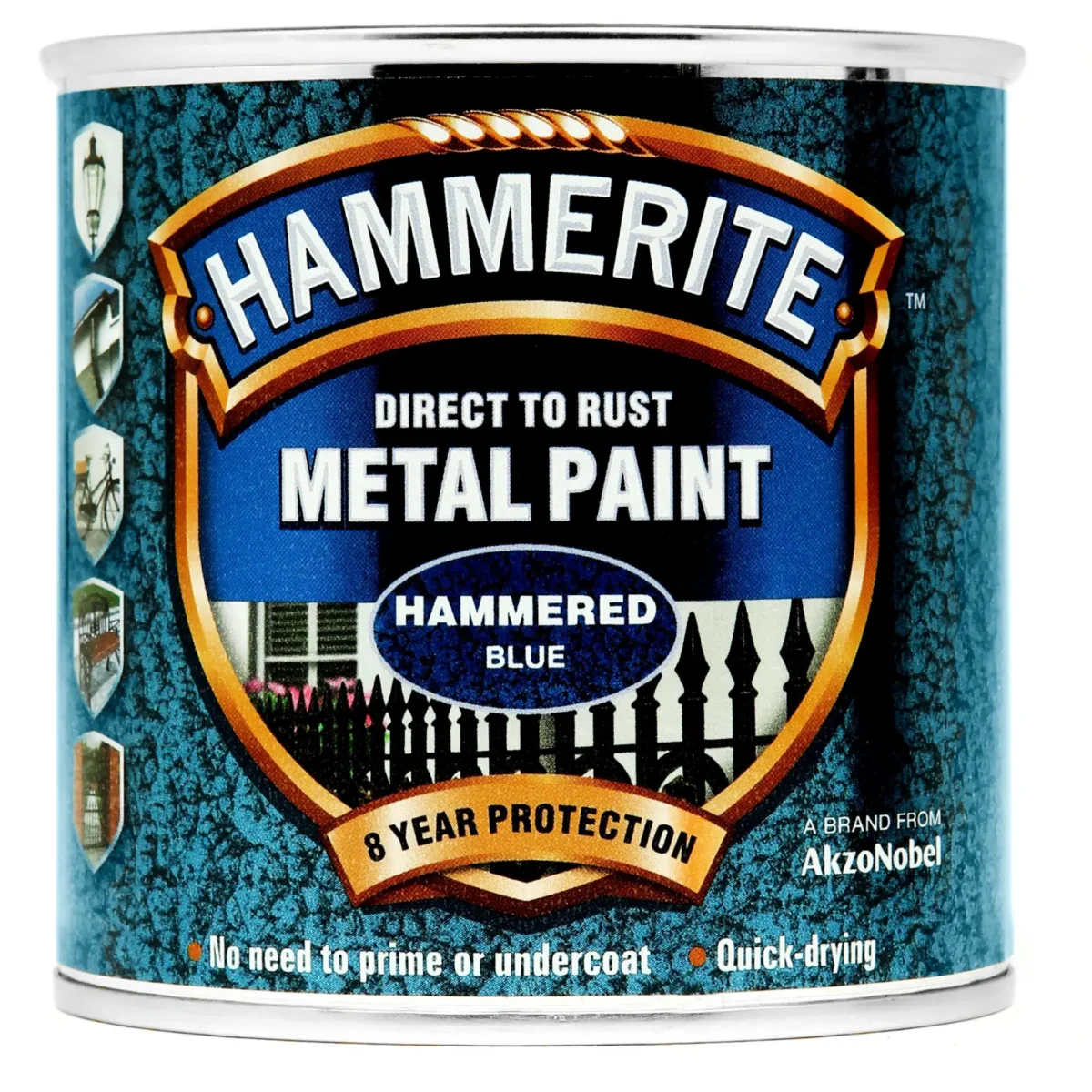 Hammerite Direct To Rust Metal Paint Hammered Blue 250ml