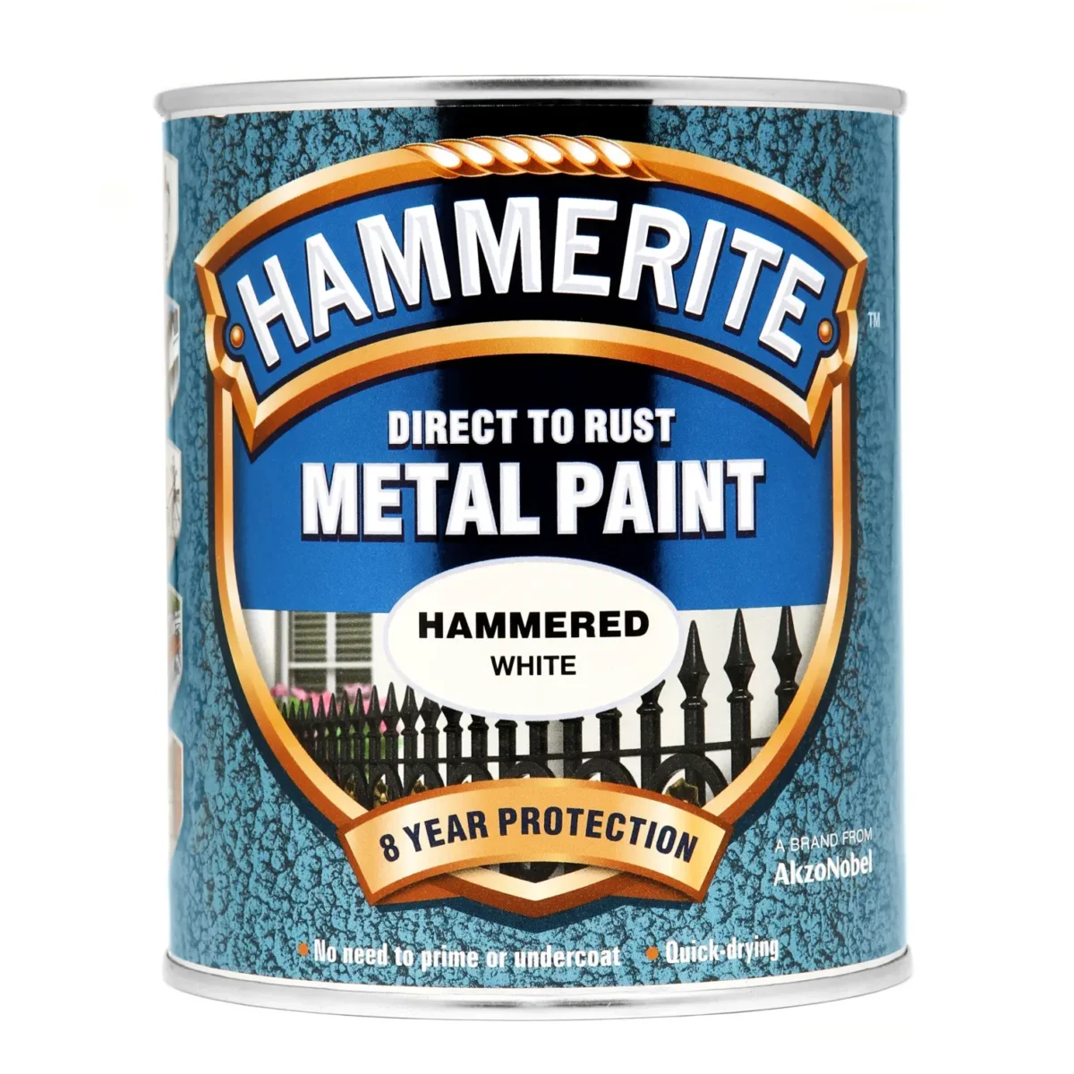 Hammerite Direct to Rust Metal Paint Hammered White 750ml - Image 1
