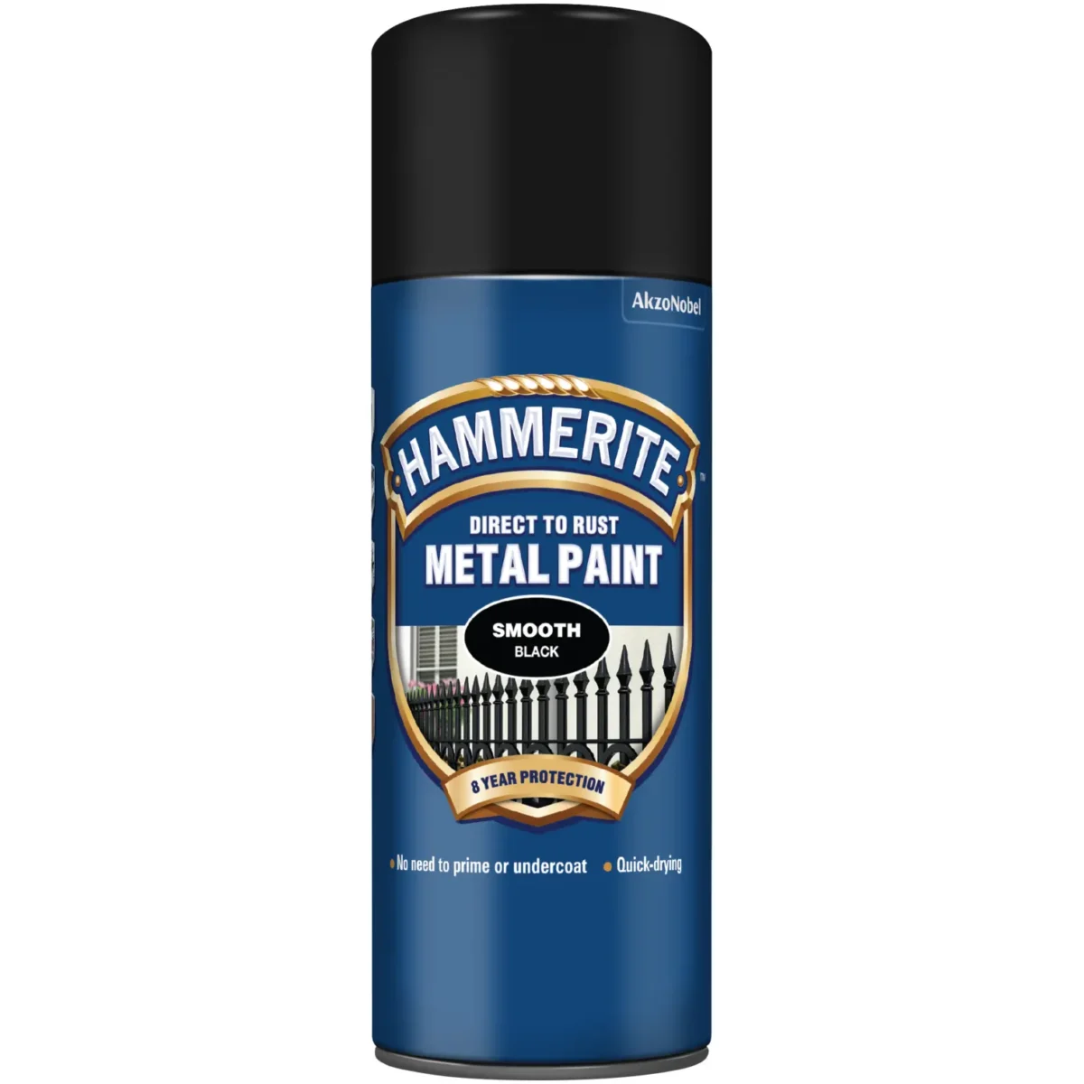 Hammerite Direct to Rust Metal Paint Smooth Black Aerosol 400ml - Image 1