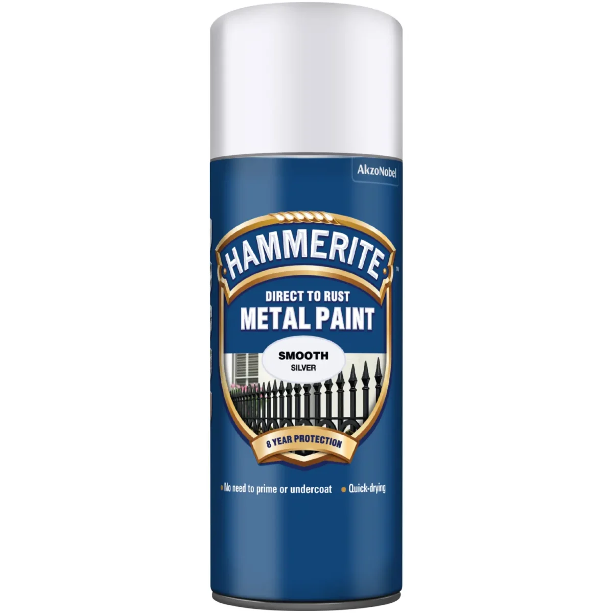 Hammerite Direct to Rust Metal Paint Smooth Silver Aerosol 400ml - Image 1