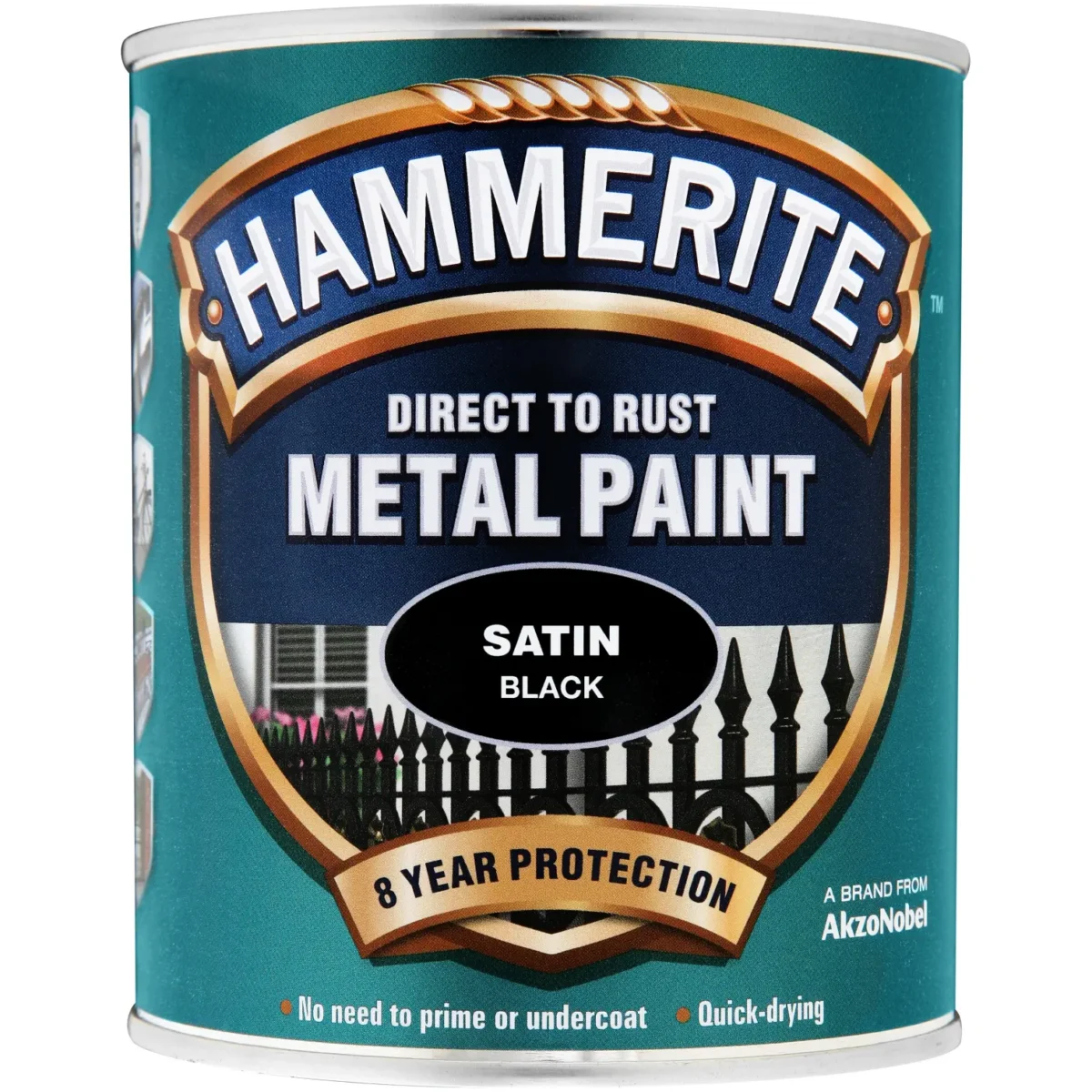 Hammerite Direct to Rust Metal Paint Satin Black 750ml - Image 1