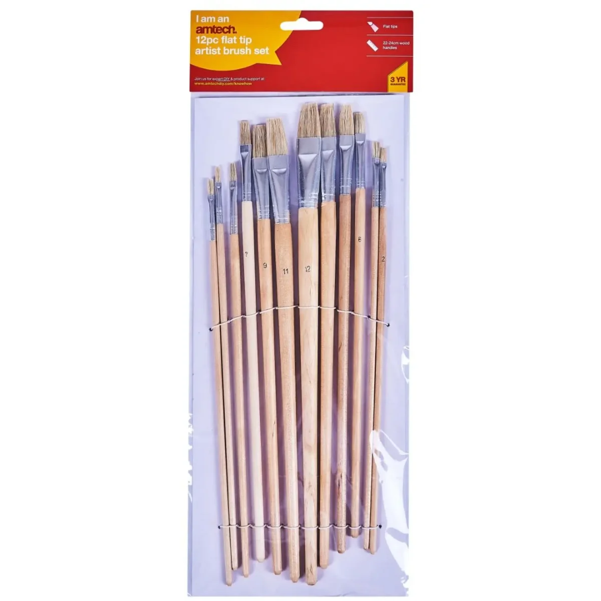 Amtech Flat Fitch Brushes Pack of 12 - Image 3