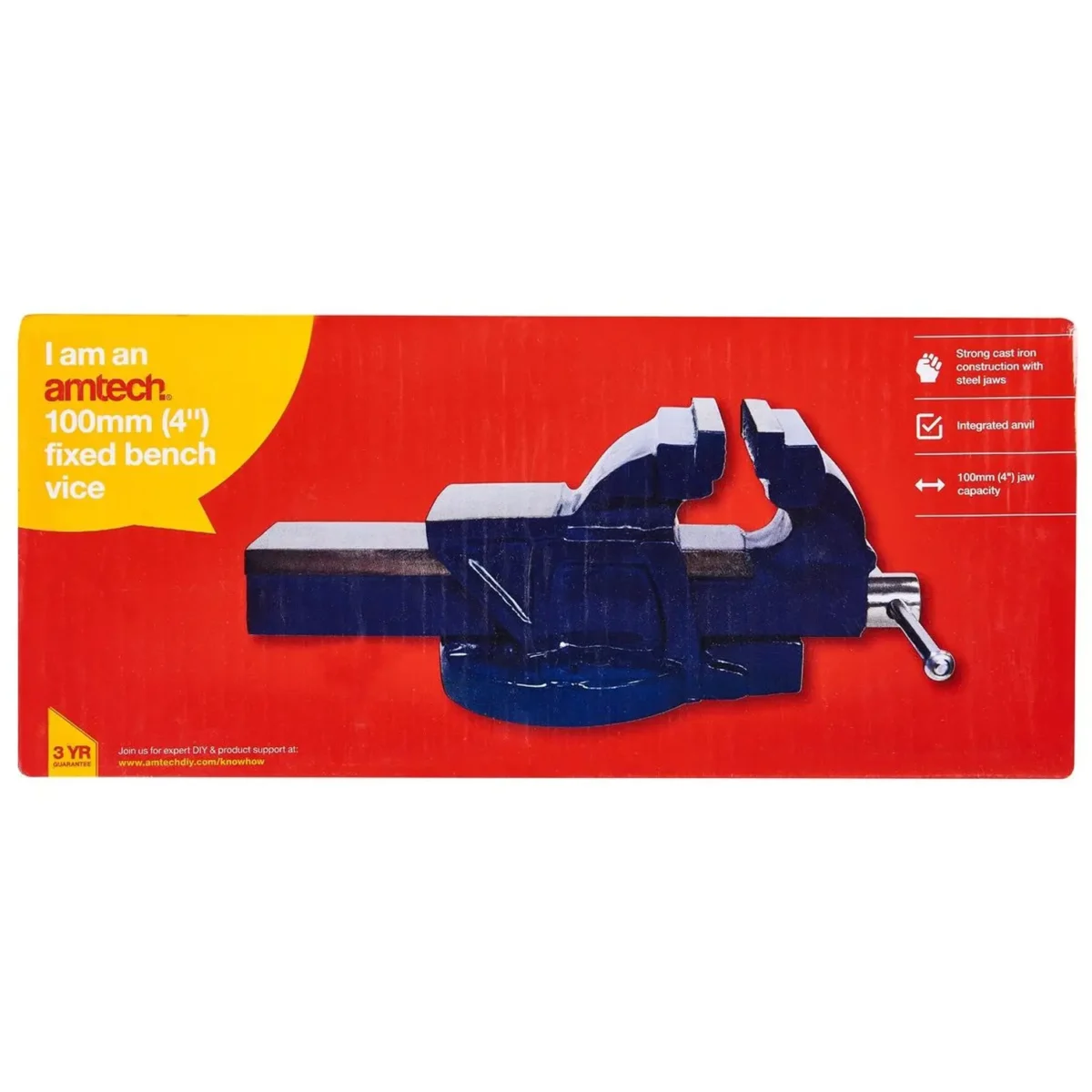 Amtech Professional Bench Vice 100mm / 4" - Image 3