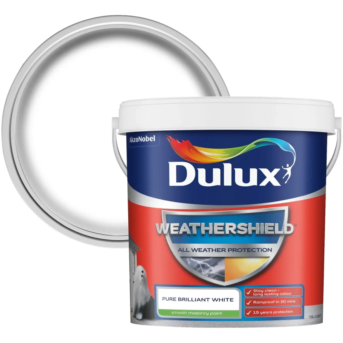 Dulux Weathershield Smooth Masonry Paint PBW 7.5L - Image 2