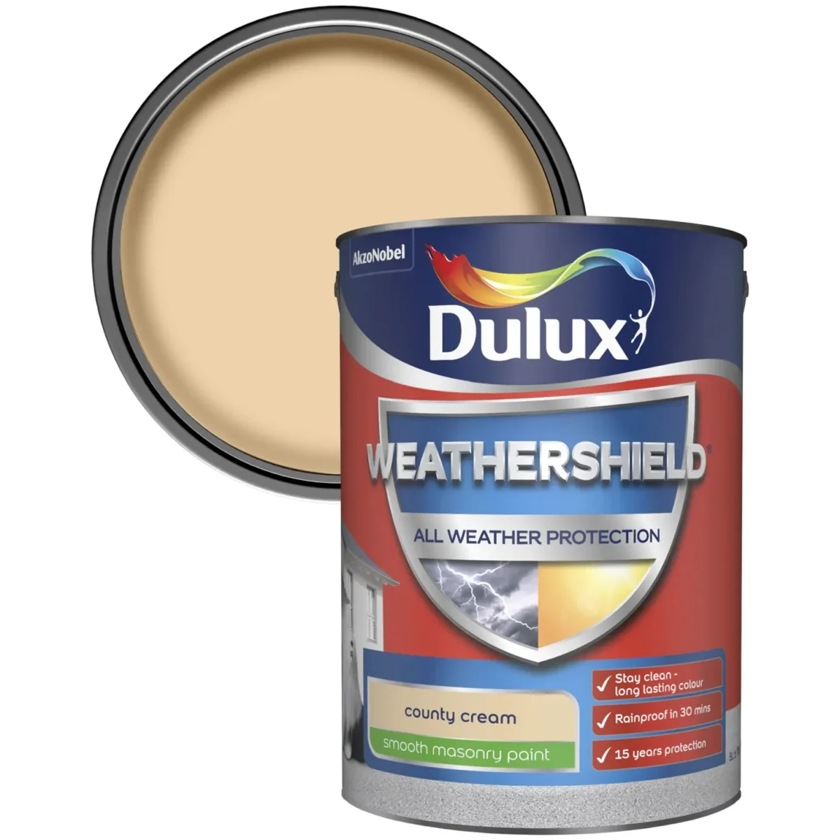 Dulux Weathershield Smooth Masonry County Cream 5L - Image 2
