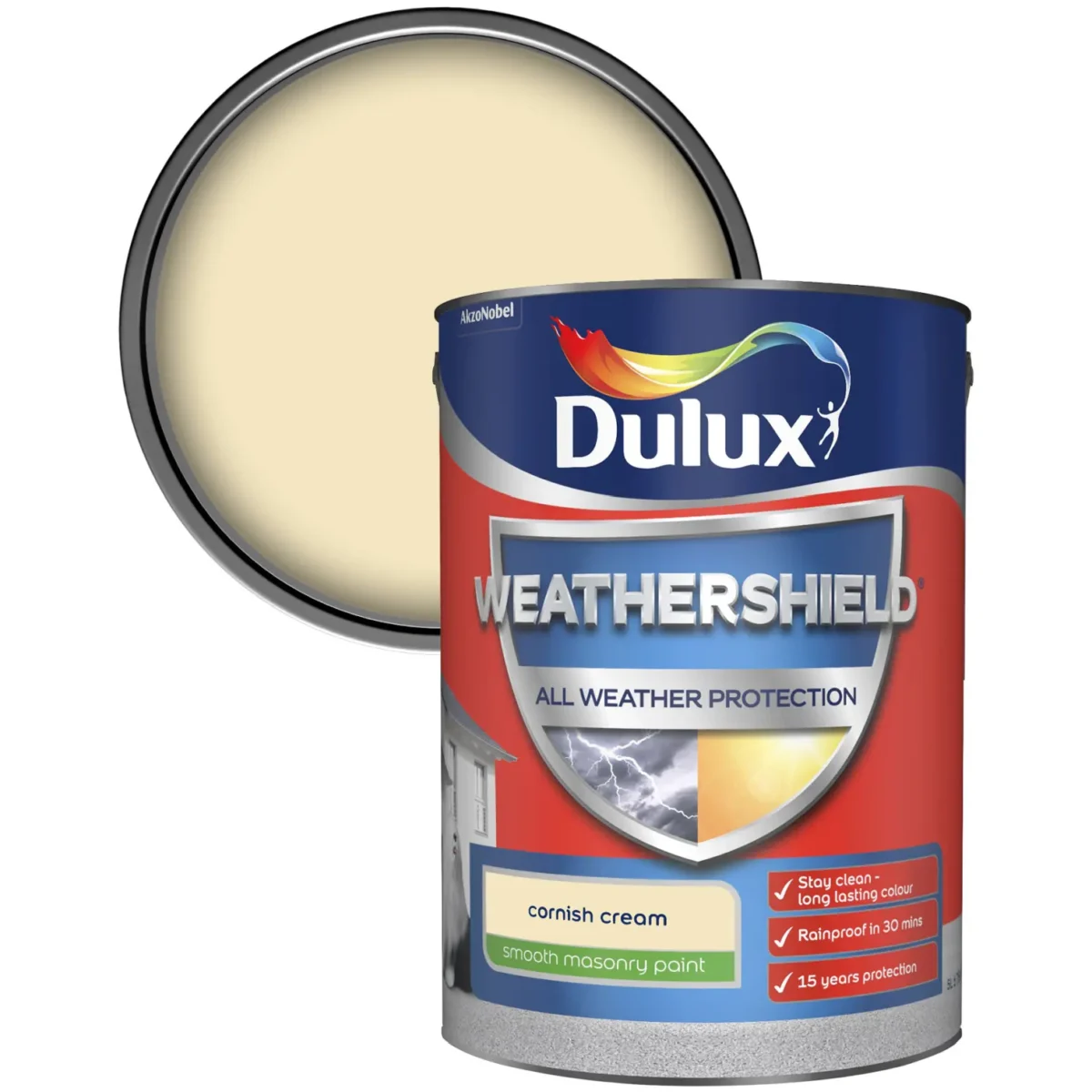 Dulux Weathershield Smooth Masonry Cornish Cream 5L - Image 2