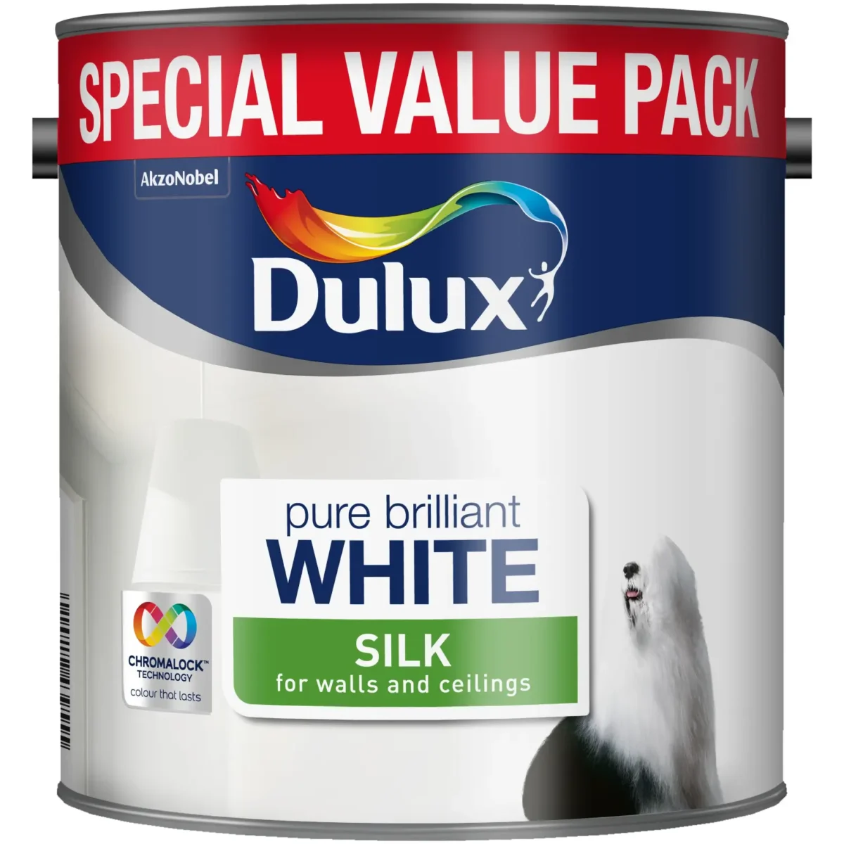 Dulux Silk Pure Brilliant White 3L - Image 1