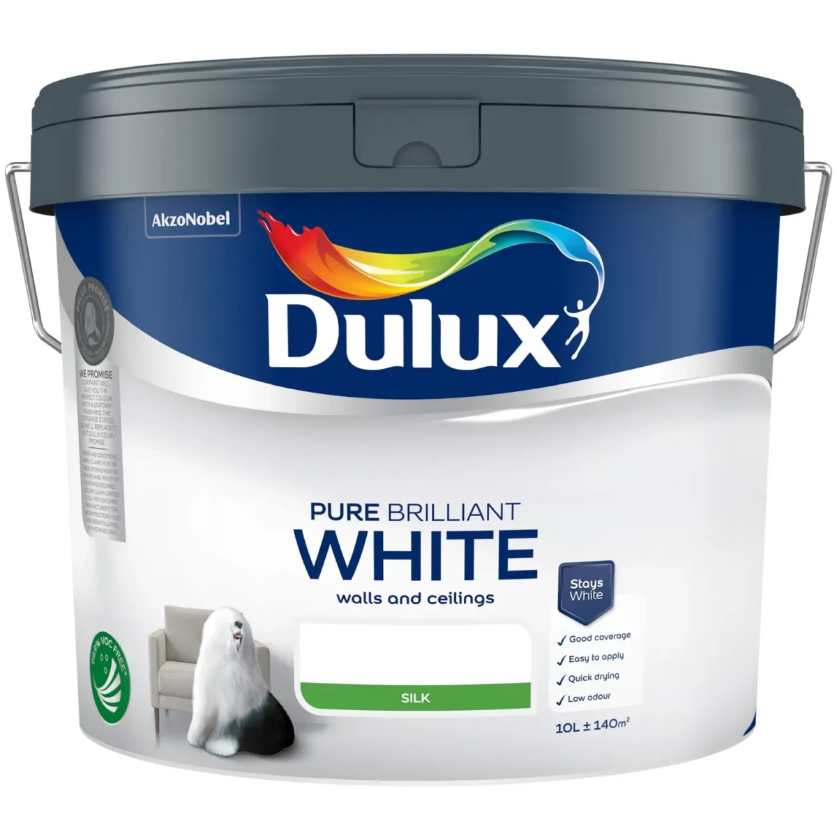Dulux Silk Pure Brilliant White 10L - Image 1