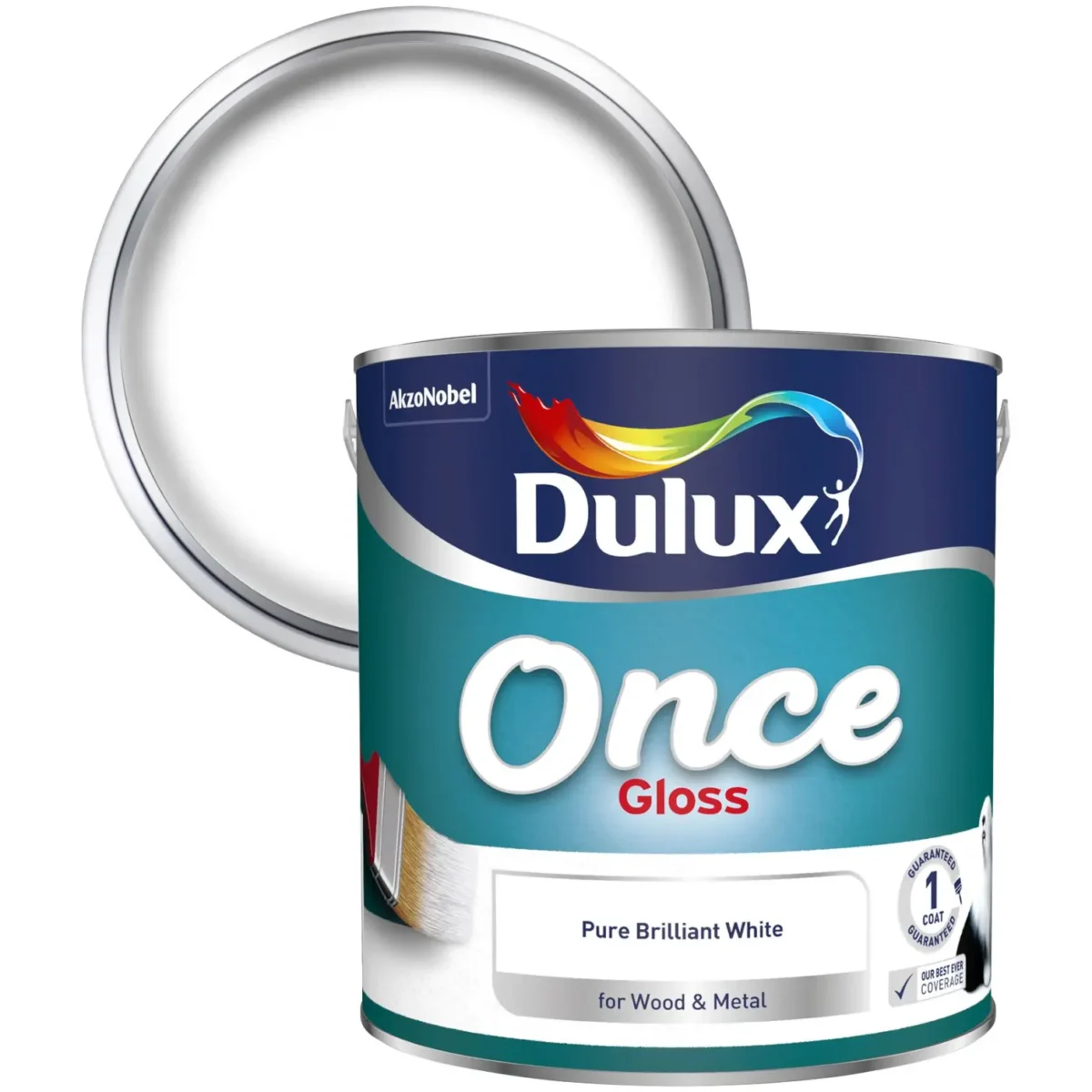Dulux Once Gloss Pure Brilliant White 2.5L - Image 2