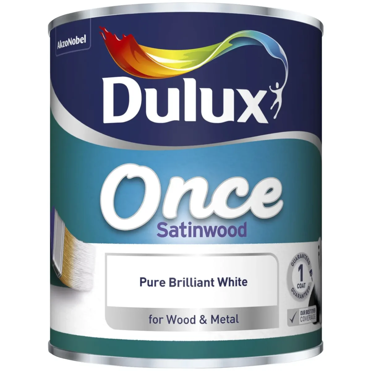 Dulux Satinwood Pure Brilliant White 750ml - Image 1