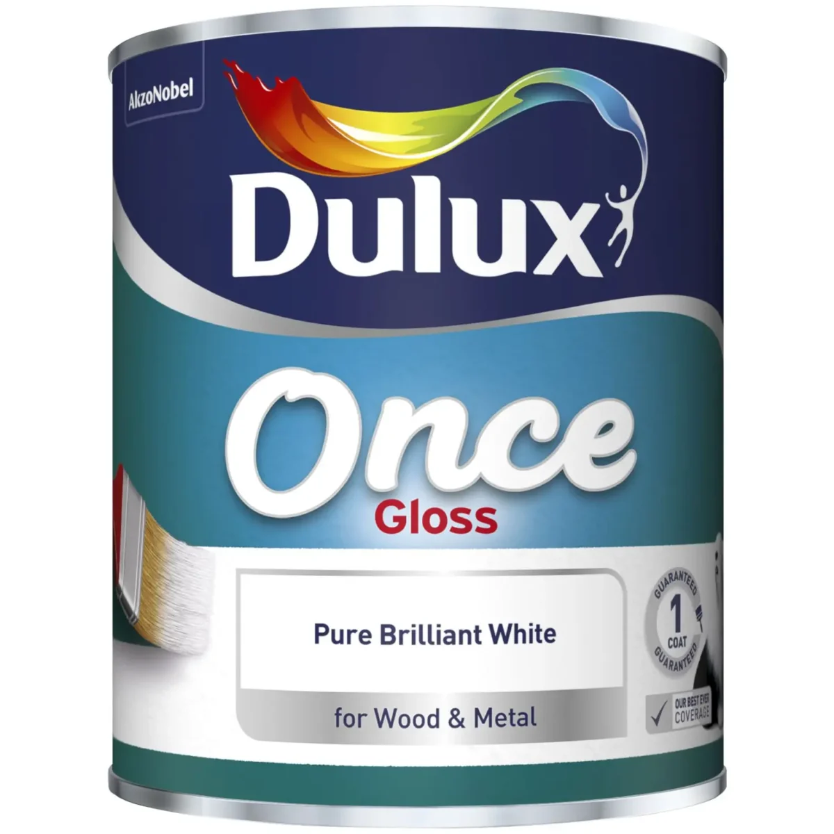 Dulux Once Gloss Pure Brilliant White 750ml - Image 1