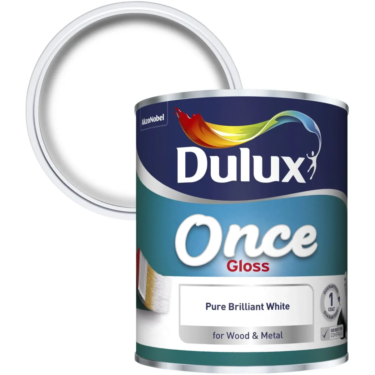 Dulux Once Gloss Pure Brilliant White 750ml - Image 2