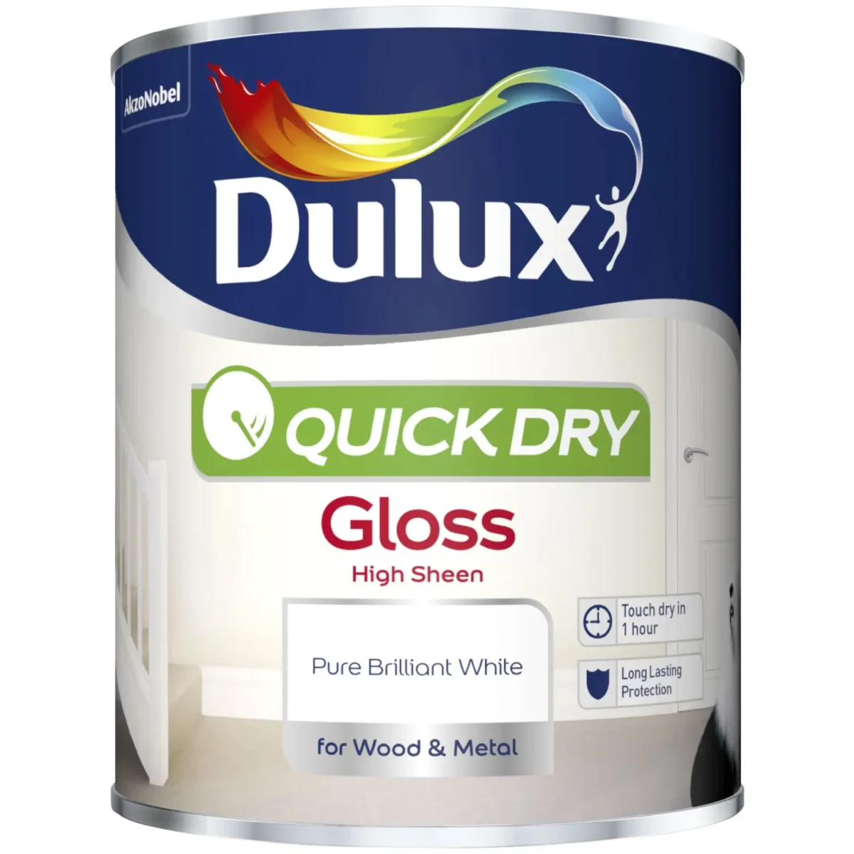 Dulux Water Based Gloss White 750ml - Image 1